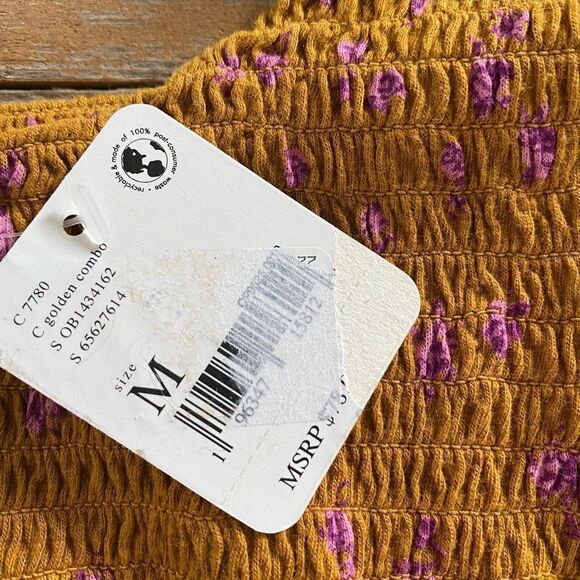 Free People
Marigold Square Neck Contrast Short Sleeve Floral Print Smocked Top - Picture 7 of 8